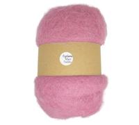 The Felt Box Carded Needle Felting Wool Maori DHG Natural Carded Batt with Coarse Short Fibres 100g - Cyclamen