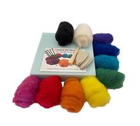 The Felt Box Needle Felting Starter Kit for Adults - 10 Bright Wool Colours (100g) with Felting Needles & High-Density Foam Mat - Beginner DIY Felting & Craft Kit