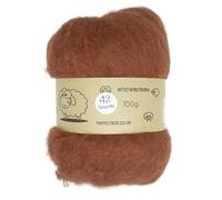 The Felt Box Needle Felting Wool - 100g Terracotta #42- Carded Batting for Core or Finish - Short Coarse Fibres for Rustic Crafts, Pottery Themes, Foxes & Garden Scenes