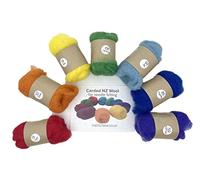 The Felt Box Needle Felting Wool - Bright Rainbow Set 7 Colours x 20g (140g Total) Carded Wool Batts - Easy Felting Fibre for Needle & Wet Felting, Crafts & Animals