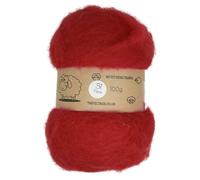The Felt Box Needle Felting Wool Carded Batting : Short Coarser Mixed Together Fibres, Use as Core or Finish Wool 100 g | 3.5 oz- Flame Red #31