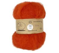 The Felt Box Needle Felting Wool Carded Batting : Short Coarser Mixed Together Fibres, Use as Core or Finish Wool 100 g | 3.5 oz- Lava #38