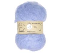The Felt Box Needle Felting Wool Carded Batting : Short Coarser Mixed Together Fibres, Use as Core or Finish Wool 100 g | 3.5 oz- Baby Blue #92