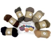 The Felt Box Needle Felting Wool - Natural Brown, Beige & Earth Tones - Maori Range Mud Rainbow Set 7 Colours x 20g (140g Total) Carded Wool Batts for Needle & Wet Felting Crafts