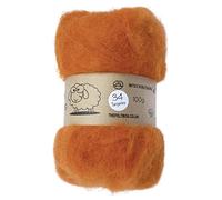 The Felt Box Orange Needle Felting Wool - Carded NZ Short Coarser Fibres, Tangerine #34, 100g (3.5oz) - Core or Finish Wool for Needle & Wet Felting, Fibre Art & Crafts