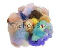 The Felt Box Waste Felting Fibres - Carded Oddments & Tops Mix, 100g (3.5oz) - Assorted Colours for Needle & Wet Felting, Fibre Art, Craft Projects