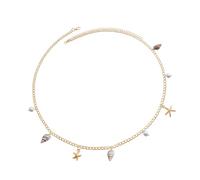The female body chain with imitation pearls features a starfish and conch style that is portable and portable for beach vacations and party supplies