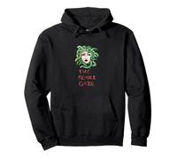 The Female Gaze Gorgon Medusa Illustration Green Snakes Pullover Hoodie