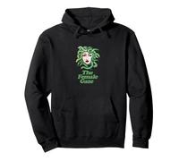 The Female Gaze Gorgon Medusa Illustration Green Snakes Pullover Hoodie