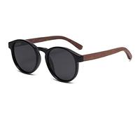 The Female Polarized Sunglasses Driving Outdoor Round Frame Retro Bamboo and Wood Temple Sunshade Mirror (Color : C, Size : Medium) 2026