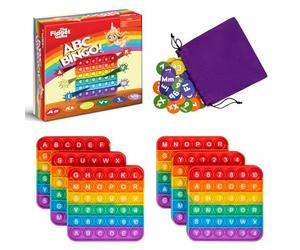The Fidget Game ABC Bingo Games for Kids - Six Educational Alphabet Bingo Popping Mats for Preschool, Toddlers, Kindergarten - Learning Activities for 2-6 Players 3+ Years