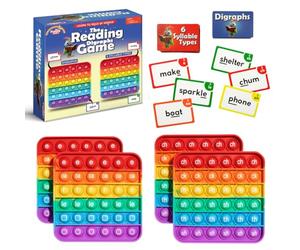 The Fidget Game Science of Reading Flash Cards & Popping Mats - Master Digraphs & Syllables - Engaging Educational Kit, Dyslexia-Friendly, for Young Readers, School Years 3-6