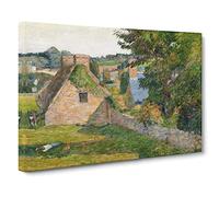 The Field Of Derout Lollichon By Paul Gauguin Canvas Print | Gallery Wrapped 30mm Frame Wall Art | 24x16 inches | Ready to Hang | Impressionist Landscape Picture | Living Room Bedroom Lounge Office