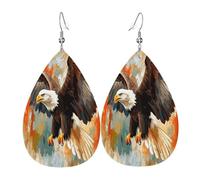 The fierce eagle flying Women's Teardrop Leather Earrings - Lightweight PVC Dangle Earrings, 925 Silver Hooks, Double-Sided Prints | Hypoallergenic Gift