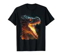 The Fiery Dragon Majesty in Power and Flames Value Graphic T-Shirt, Men, Black, M