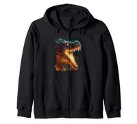 The fiery dragon majesty in power and flames Zip Hoodie