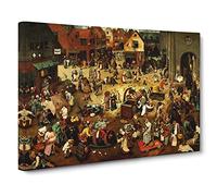 The Fight Between Carnival And Lent By Pieter Bruegel The Elder Canvas Print | Gallery Wrapped 30mm Frame Wall Art | 24x16 inches | Ready to Hang | Classic Picture | Living Room Bedroom Lounge Office