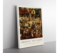 The Fight Between Carnival And Lent By Pieter Bruegel The Elder Exhibition Museum Painting Canvas Wall Art Print Ready to Hang, Framed Picture for Living Room Home Office Décor, 60x40 cm (24x16 Inch)