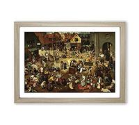 The Fight Between Carnival and Lent by Pieter Bruegel The Elder Framed Print | A2 Oak Framed Wall Art | Ready to Hang | Modern Nature Picture | Living Room Bedroom Lounge Office