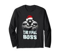 The Final Boss Silverback Gorilla Christmas Santa Hat Design Long Sleeve T-Shirt