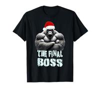 The Final Boss Silverback Gorilla Christmas Santa Hat Design T-Shirt