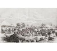 The final charge of the Austrian army at the Battle of Solferino 24 June 1859. From L'Univers Illustre published Paris 1859. Poster Print by Ken Welsh (18 x 11)