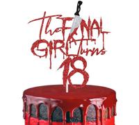 The Final Girl Turns 18 Cake Topper, Halloween Scary 18th Birthday Decor | Have a Killer 18th Birthday Cake Pick, Scary Movie theme Bday Decorations, Halloween Horror The Final Girl Birthday Decor