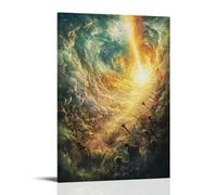 The Final Trumpet Echoes over A Valley of Light, As Souls Rise Like Leaves in The Wind, Drawn to A Radiant Horizon. Contemporary Wall Mural - Decorative Hanging Poster Art 16x24inch(40x60cm)
