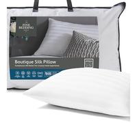 The Fine Bedding Company Boutique Silk Pillow - Medium Firm Pillow with Advanced Smartfil® Fibre and Pure Silk Blend, Luxury Pillows for Comfort, Machine Washable - Single (1 Pack)