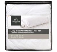 The Fine Bedding Company - Deep Fitted Mattress Cotton Protector - Quilted Mattress Protector Double Bed - Deep Pocket - Hypoallergenic Double Mattress Protector - Not Waterproof