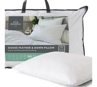 The Fine Bedding Company - Goose Feather and Down Pillow - Hotel Quality Goose Feather Pillow with Breathable 100% Cotton Cover - Medium Soft Support - Luxury Pillows - Goose Down