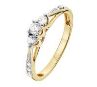 The Fine Collective 9ct Yellow Gold 0.23ct Three Stone Diamond Ring - R