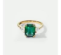 The Fine Collective Cassie | 9ct Yellow Gold Created Emerald and 0.36ct tw Lab Grown Diamond Ring - L