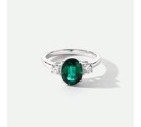 The Fine Collective Ellison | 9ct White Gold 0.33ct tw Lab Grown Diamond and Created Emerald Ring - O