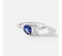 The Fine Collective Harmony | 9ct White Gold 0.75ct tw Lab Grown Diamond and Created Sapphire Toi et Moi Ring - O