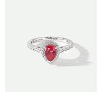 The Fine Collective Lyra | 18ct White Gold 0.12ct tw Lab Grown Diamond and Created Ruby Vintage Ring - M