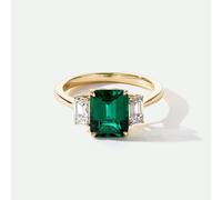 The Fine Collective Murphy | 18ct Yellow Gold Created Emerald and Lab Grown Diamond Ring - L