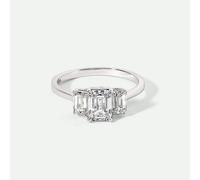 The Fine Collective Murphy | 9ct White Gold 1.56ct tw Emerald Cut Lab Grown Diamond Three Stone Ring - N