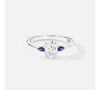 The Fine Collective Rebecca | 9ct White Gold 0.75ct tw Oval Lab Grown Diamond and Created Sapphire Ring - M