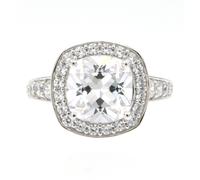 The Fine Collective Sterling Silver Cubic Zirconia Princess Cut Halo Ring - N