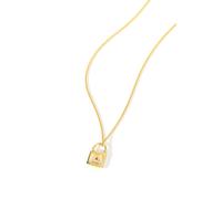 The Fine Collective Sterling Silver Gold Plated Cubic Zirconia Padlock Initial Pendant - D