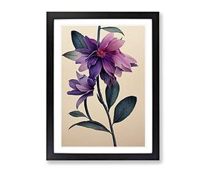 The Fine Flower Framed Print | A2 Black Framed Wall Art | Ready to Hang | Modern Floral Picture | Living Room Bedroom Lounge Office