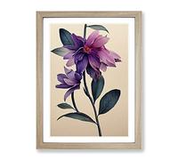 The Fine Flower Framed Print | A2 Oak Framed Wall Art | Ready to Hang | Modern Floral Picture | Living Room Bedroom Lounge Office