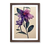 The Fine Flower Framed Print | A4 Walnut Framed Wall Art | Ready to Hang | Modern Floral Picture | Living Room Bedroom Lounge Office