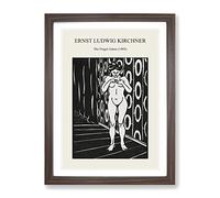 The Finger Game By Ernst Ludwig Kirchner Exhibition Museum Painting Framed Wall Art Print, Ready to Hang Picture for Living Room Bedroom Home Office Décor, Walnut A3 (34 x 46 cm)