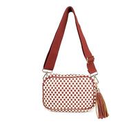 The Finley | Woven Camera Crossbody with Tassel, Burgundy Checkered