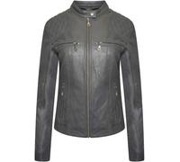 The Finns Shop Blue/Grey Real Leather Jacket For Women- Motorcycle Biker With Quilted Style Leather Jacket Women (UK, Alpha, L, Regular, Regular, Grey)