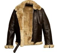 The Finns Shop Mens Raf Aviator Leather Jacket Faux Shearling Real Leather B3 Bomber Flight Flying Winter Coat WW2 (UK, Alpha, XXL, Regular, Regular, Brown)