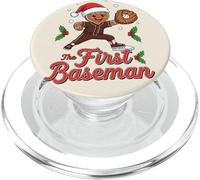 The First Baseman Gingerbread Christmas Baseball PopSockets PopGrip for MagSafe