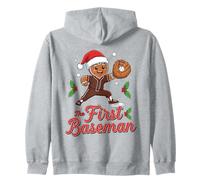 The First Baseman Gingerbread Christmas Baseball Zip Hoodie